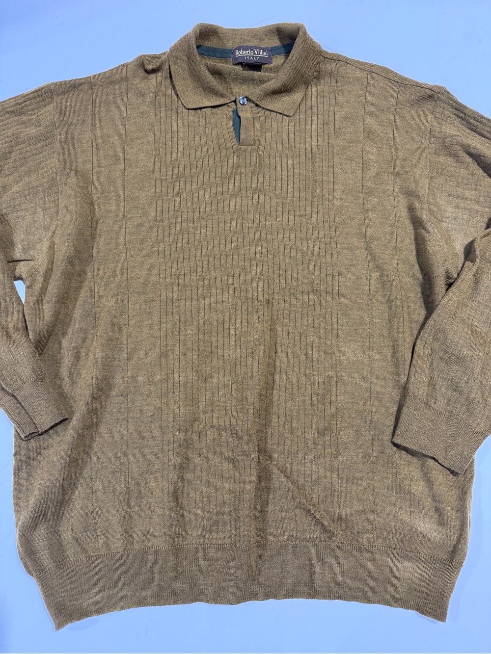 Roberto Villini Men's Polo Collar Sweater in Light Brown